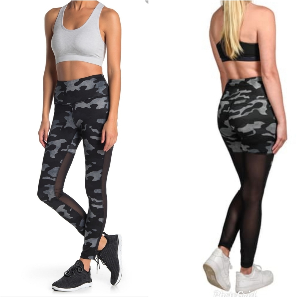 NWT 90 Degree Reflex Mesh Panel Black/Gray Camo Leggings Size XS